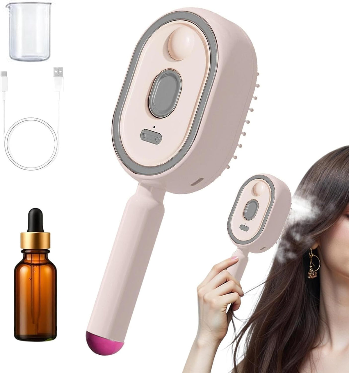 Steam Brush Rechargeable Detangling Tool with Oil