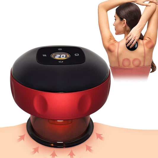 🔥 3-in-1 Smart Electric Cupping Therapy Massager 💆‍♂️ | Rechargeable Gua Sha Massage Device with Adjustable Suction, Heating & Red Light Therapy 🔴 | 12 Modes for Neck, Back & Shoulders