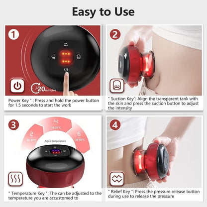 🔥 3-in-1 Smart Electric Cupping Therapy Massager 💆‍♂️ | Rechargeable Gua Sha Massage Device with Adjustable Suction, Heating & Red Light Therapy 🔴 | 12 Modes for Neck, Back & Shoulders