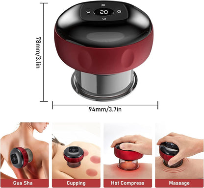 🔥 3-in-1 Smart Electric Cupping Therapy Massager 💆‍♂️ | Rechargeable Gua Sha Massage Device with Adjustable Suction, Heating & Red Light Therapy 🔴 | 12 Modes for Neck, Back & Shoulders