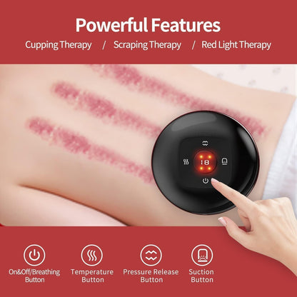 🔥 3-in-1 Smart Electric Cupping Therapy Massager 💆‍♂️ | Rechargeable Gua Sha Massage Device with Adjustable Suction, Heating & Red Light Therapy 🔴 | 12 Modes for Neck, Back & Shoulders
