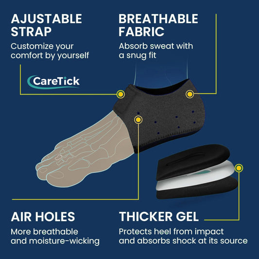 🦶 Adjustable Gel Heel Protectors – (1 Pair) Black Silicone Heel Cups for Men & Women | Soft Cushion Support for Everyday Comfort