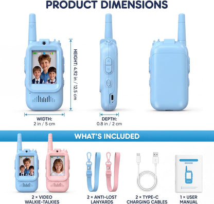 🎥 Kids Video Walkie Talkie Set with Voice Changer + LCD Writing Tablet | 2-Piece Interactive Communication Toy for Boys & Girls