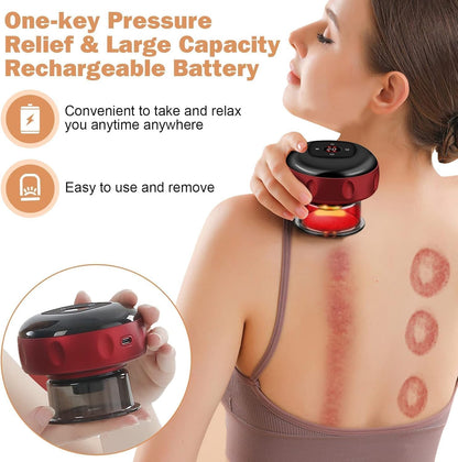 🔥 3-in-1 Smart Electric Cupping Therapy Massager 💆‍♂️ | Rechargeable Gua Sha Massage Device with Adjustable Suction, Heating & Red Light Therapy 🔴 | 12 Modes for Neck, Back & Shoulders