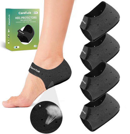 🦶 Adjustable Gel Heel Protectors – (1 Pair) Black Silicone Heel Cups for Men & Women | Soft Cushion Support for Everyday Comfort