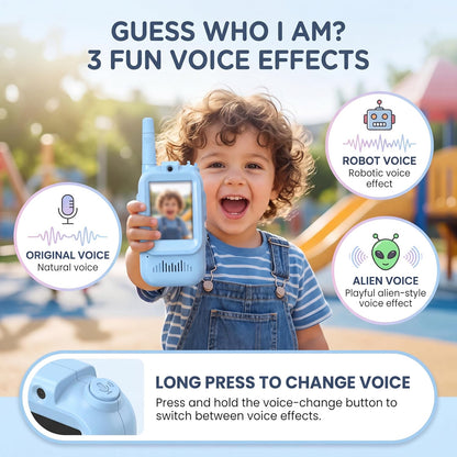 🎥 Kids Video Walkie Talkie Set with Voice Changer + LCD Writing Tablet | 2-Piece Interactive Communication Toy for Boys & Girls