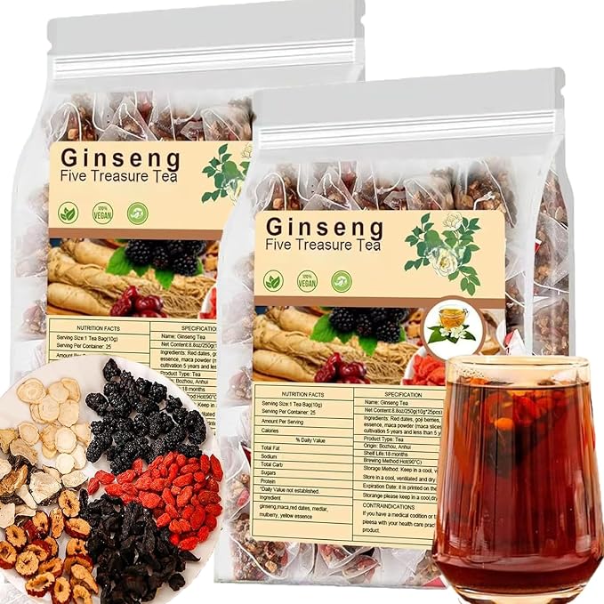 Missfeel Five Treasure Ginseng Tea for Men – Energy & Stamina Support (30 Tea Bags)