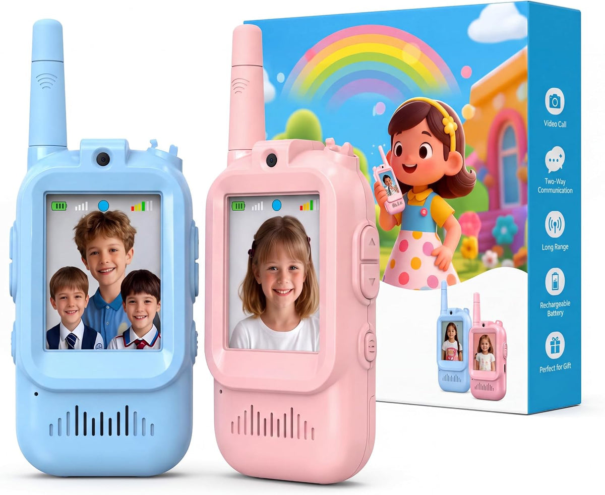 🎥 Kids Video Walkie Talkie Set with Voice Changer + LCD Writing Tablet | 2-Piece Interactive Communication Toy for Boys & Girls