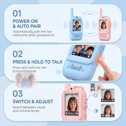 🎥 Kids Video Walkie Talkie Set with Voice Changer + LCD Writing Tablet | 2-Piece Interactive Communication Toy for Boys & Girls