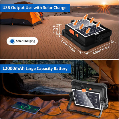 LED Floodlight with Solar Panel and Power Bank