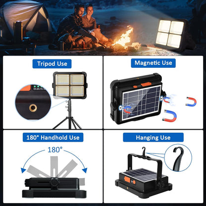 LED Floodlight with Solar Panel and Power Bank