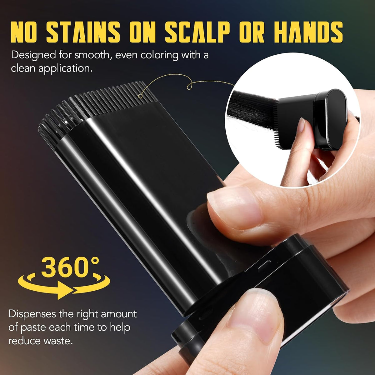 Black Hair Dye Stick for Men & Women | Instant Grey Hair & Root Touch-Up with Built-In Comb