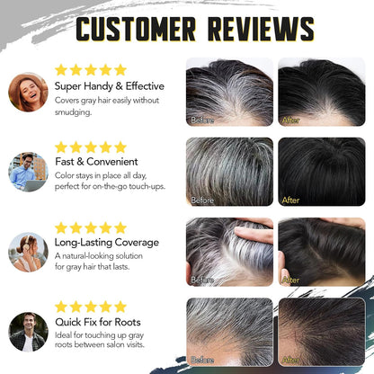 Black Hair Dye Stick for Men & Women | Instant Grey Hair & Root Touch-Up with Built-In Comb