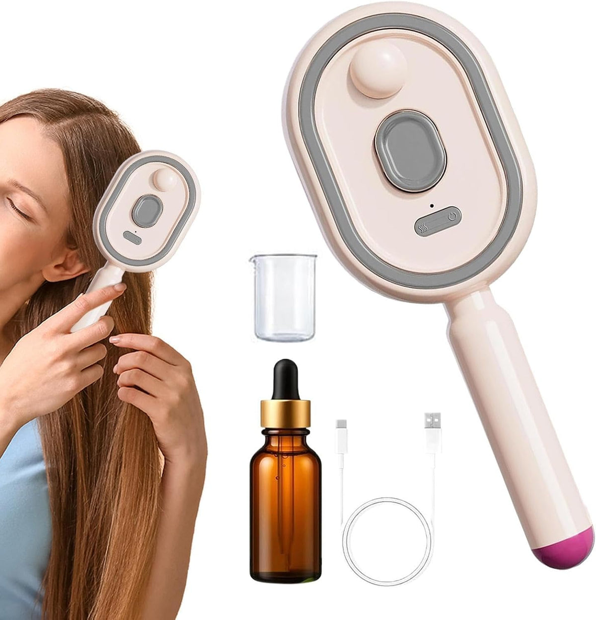 Steam Brush Rechargeable Detangling Tool with Oil