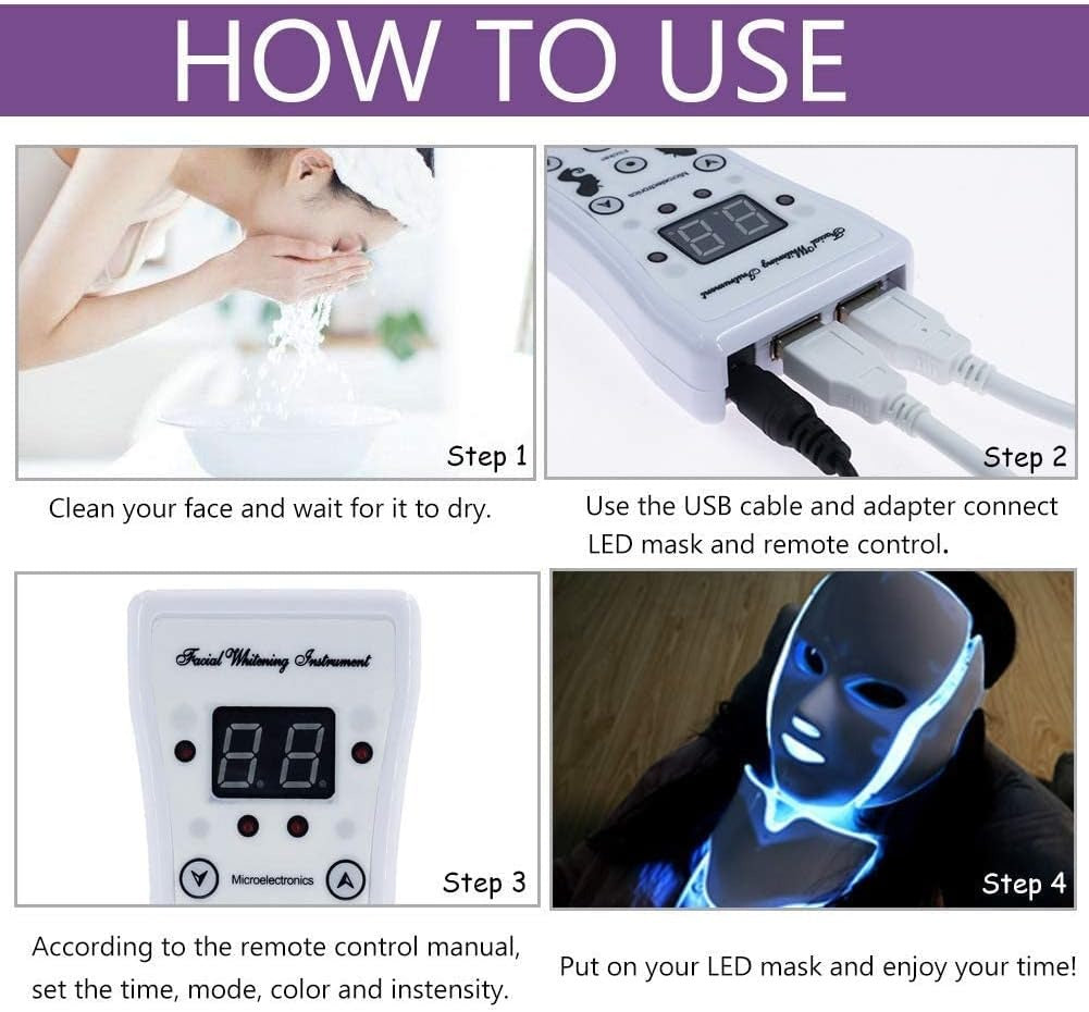قناع العلاج بالضوء LED للوجه | قناع الوجه LED باللونين الأحمر والأزرق