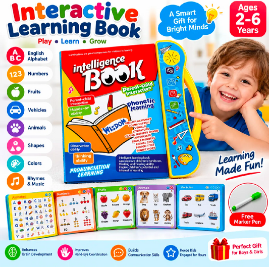 Talking E-Book Learning Toy for Kids – Interactive ABC, Numbers, Animals & Phonics Educational Book