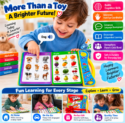 Talking E-Book Learning Toy for Kids – Interactive ABC, Numbers, Animals & Phonics Educational Book