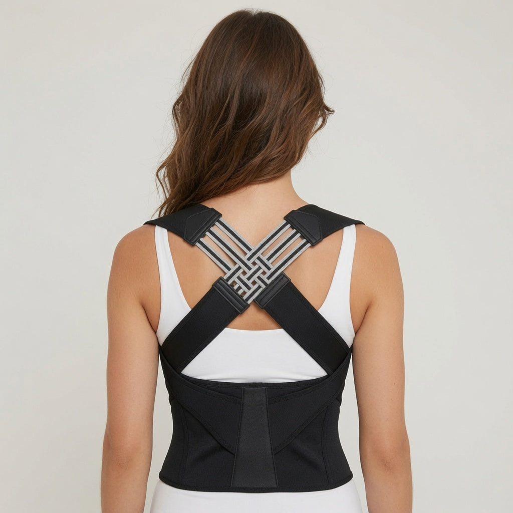 Adjustable Posture Corrector worn for everyday back support