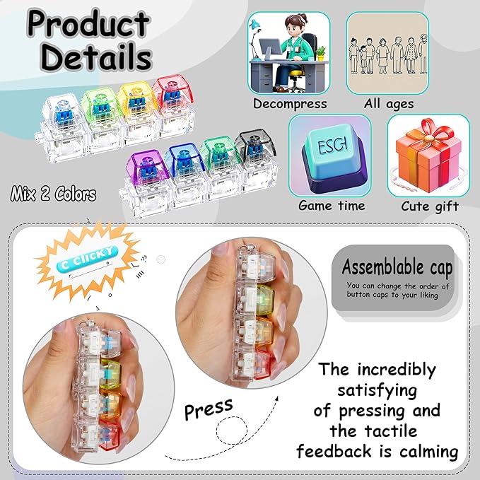 Stress Relief Fidget Buttons compact keychain accessory
