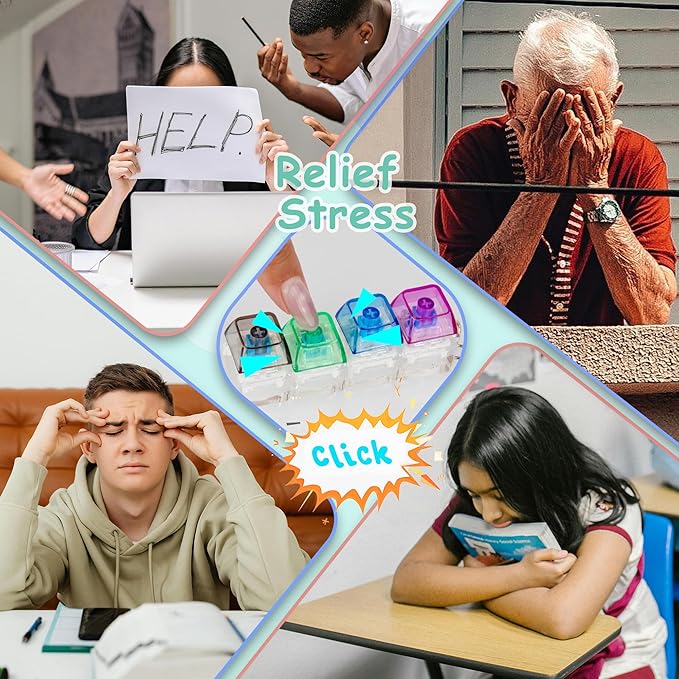 Stress Relief Fidget Buttons Click and Calm keychain
